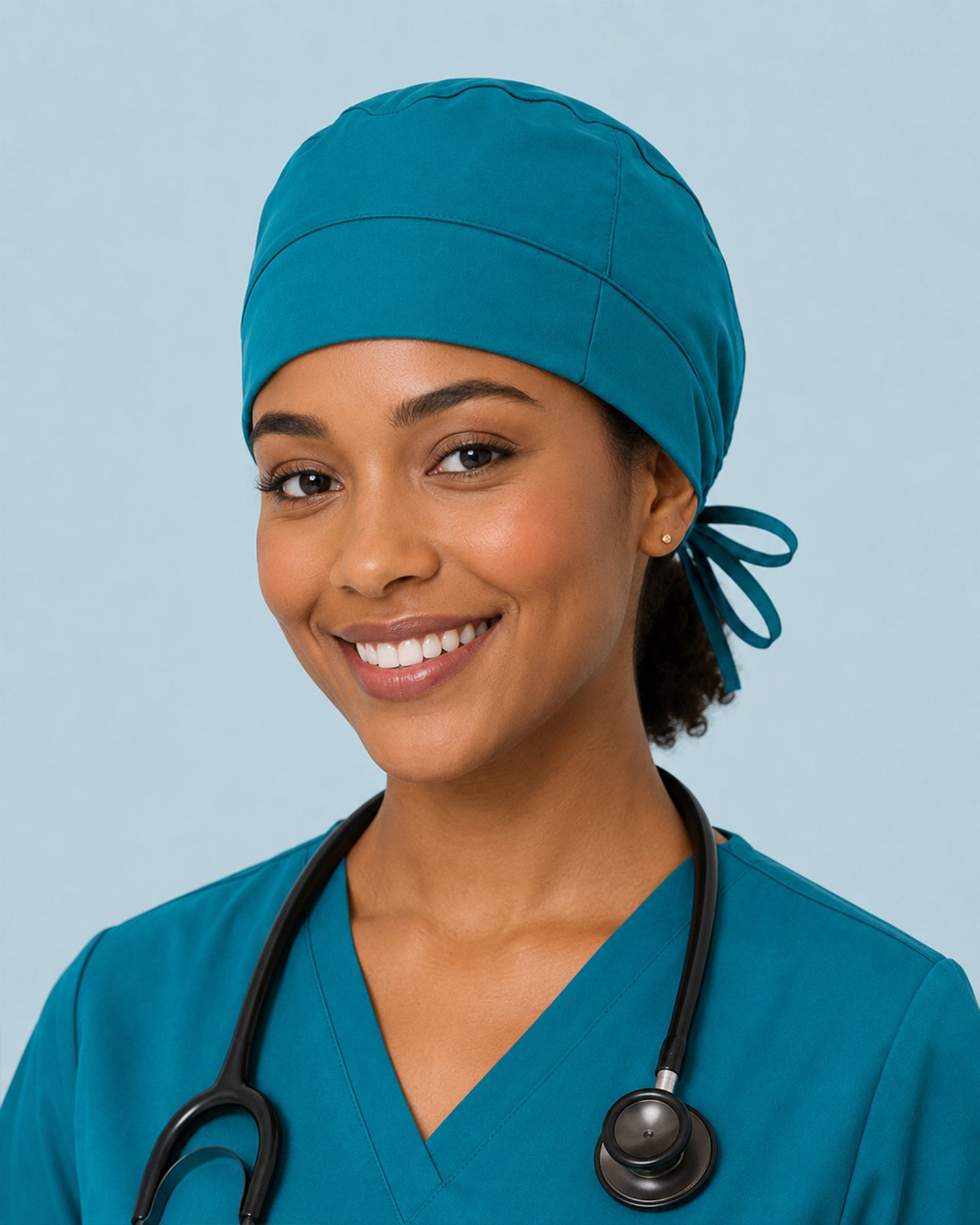 Premium Satin-Lined Scrub Cap Caribbean Blue