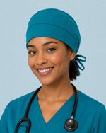 Premium Satin-Lined Scrub Cap Caribbean Blue
