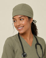 Premium Satin-Lined Scrub Cap Olive