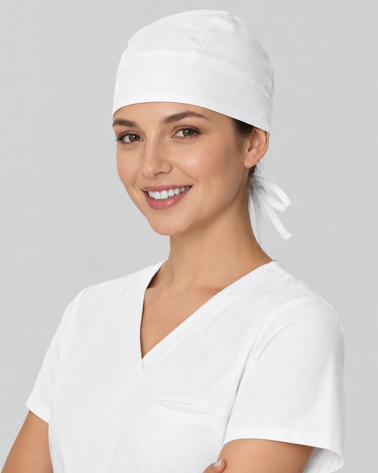 Premium Satin-Lined Scrub Cap White