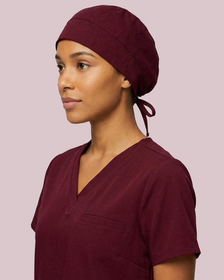 Premium Satin-Lined Scrub Cap Burgundy