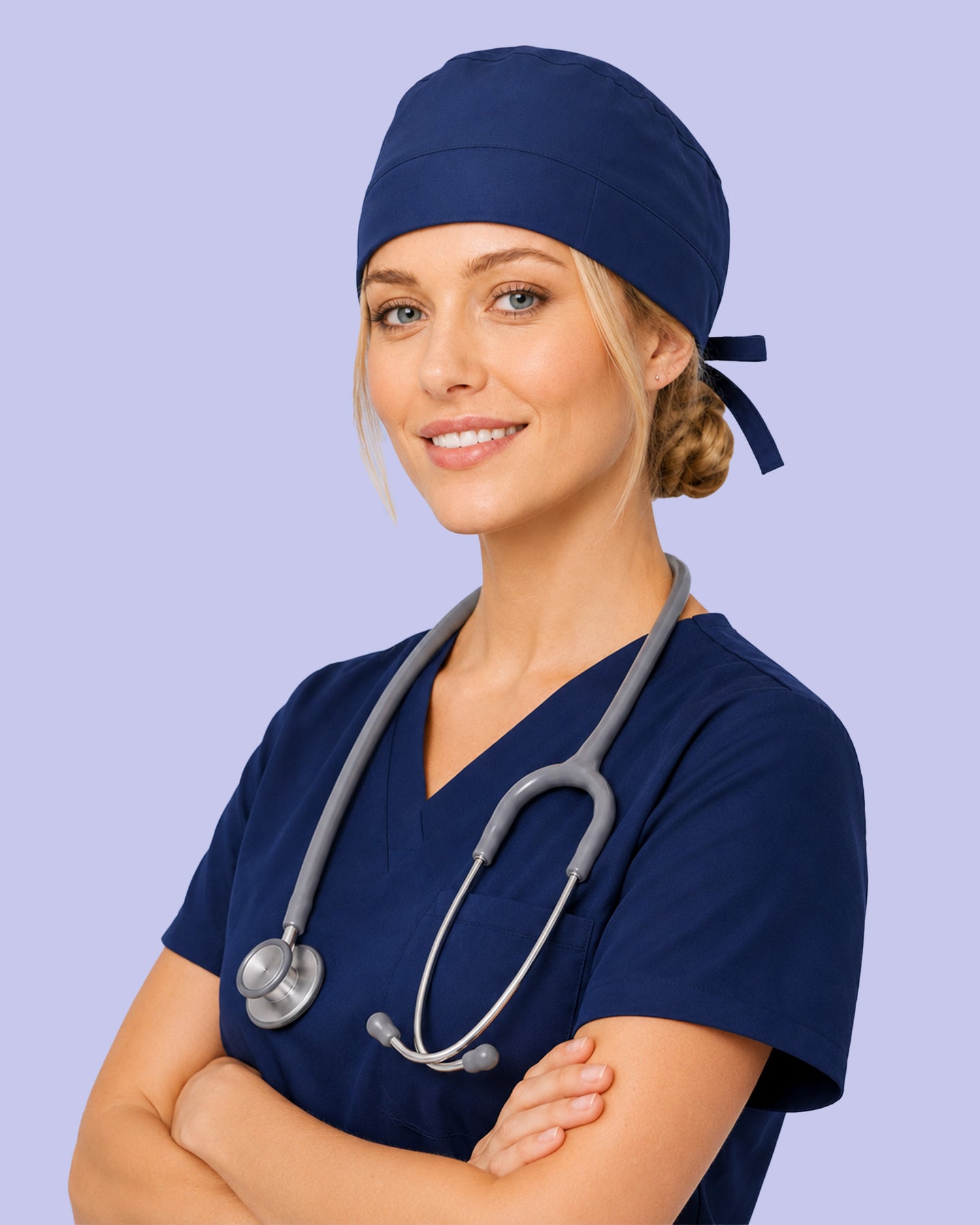 Premium Satin-Lined Scrub Cap Navy