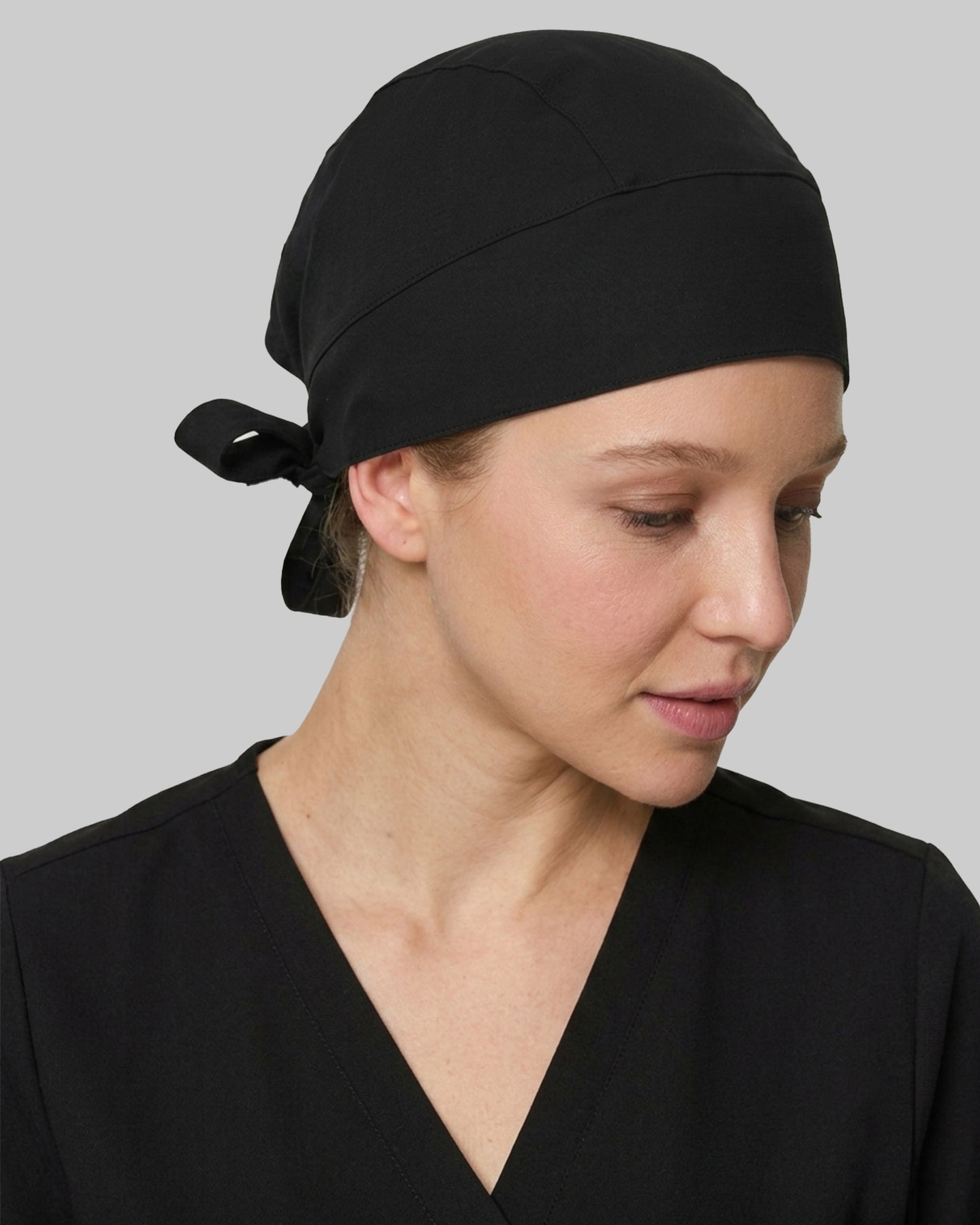 Premium Satin-Lined Scrub Cap Black
