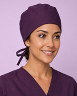 Premium Satin-Lined Scrub Cap Deep Eggplant