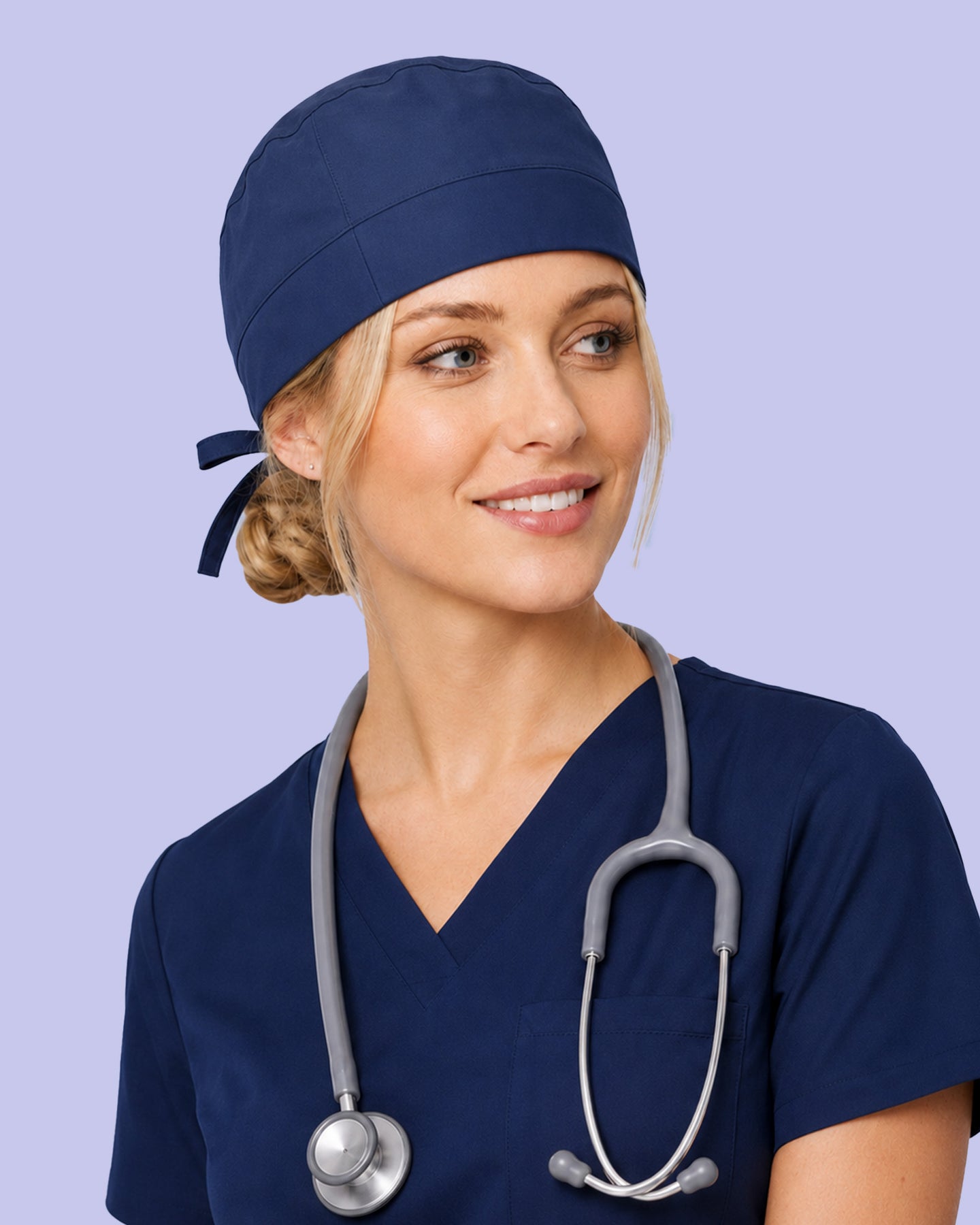 Premium Satin-Lined Scrub Cap Navy