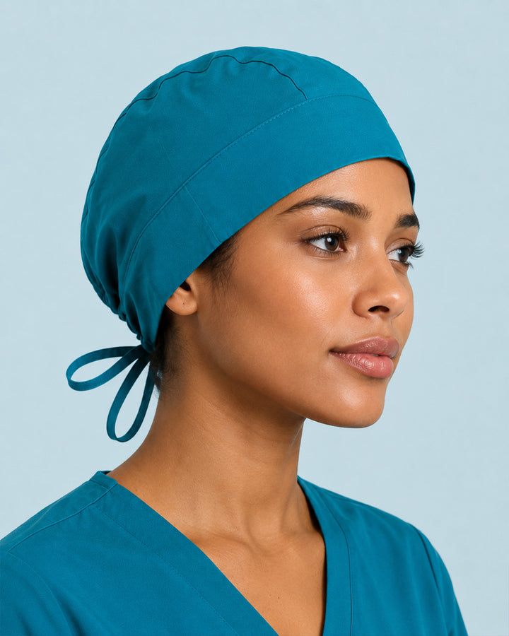 Premium Satin-Lined Scrub Cap Caribbean Blue