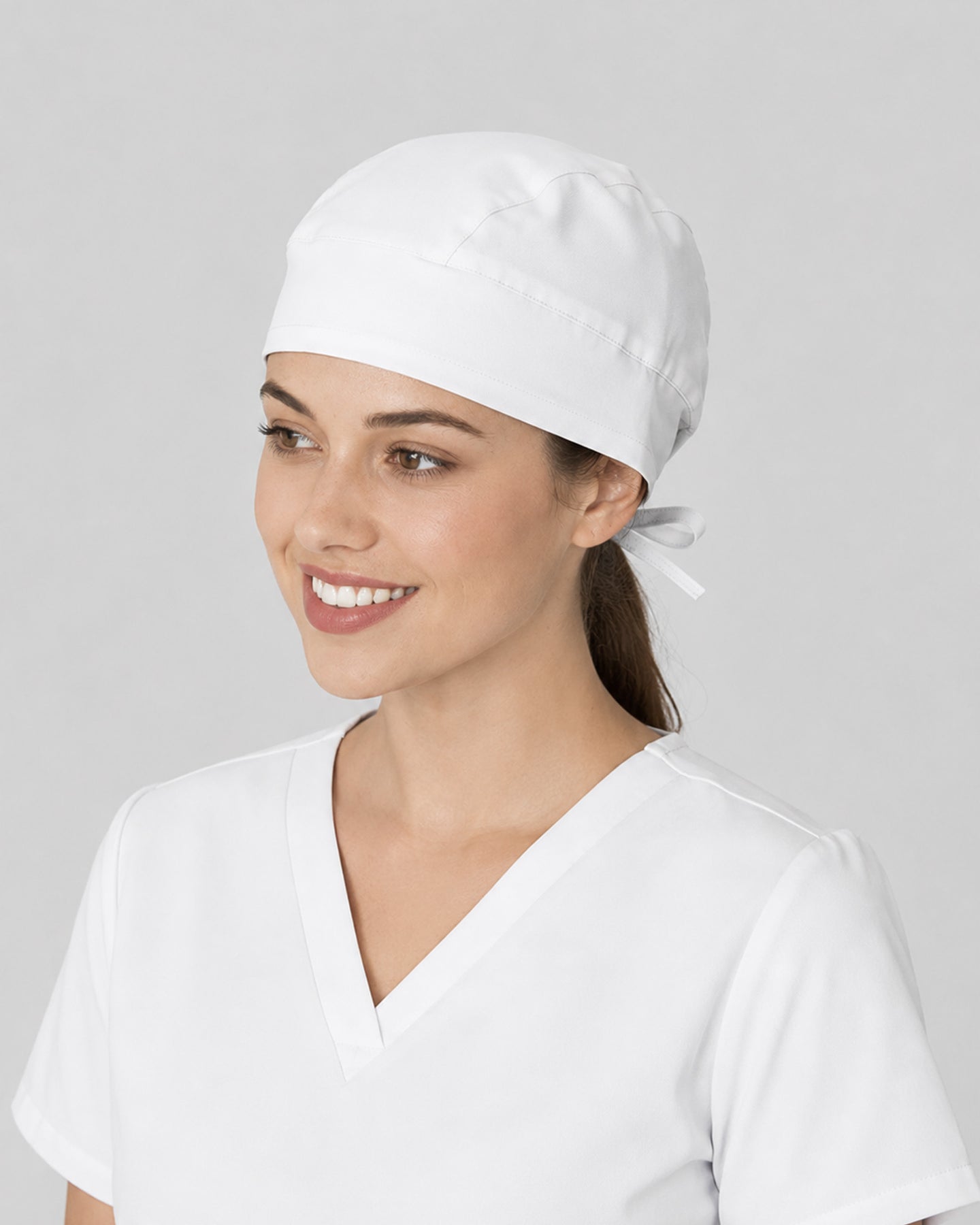 Premium Satin-Lined Scrub Cap White