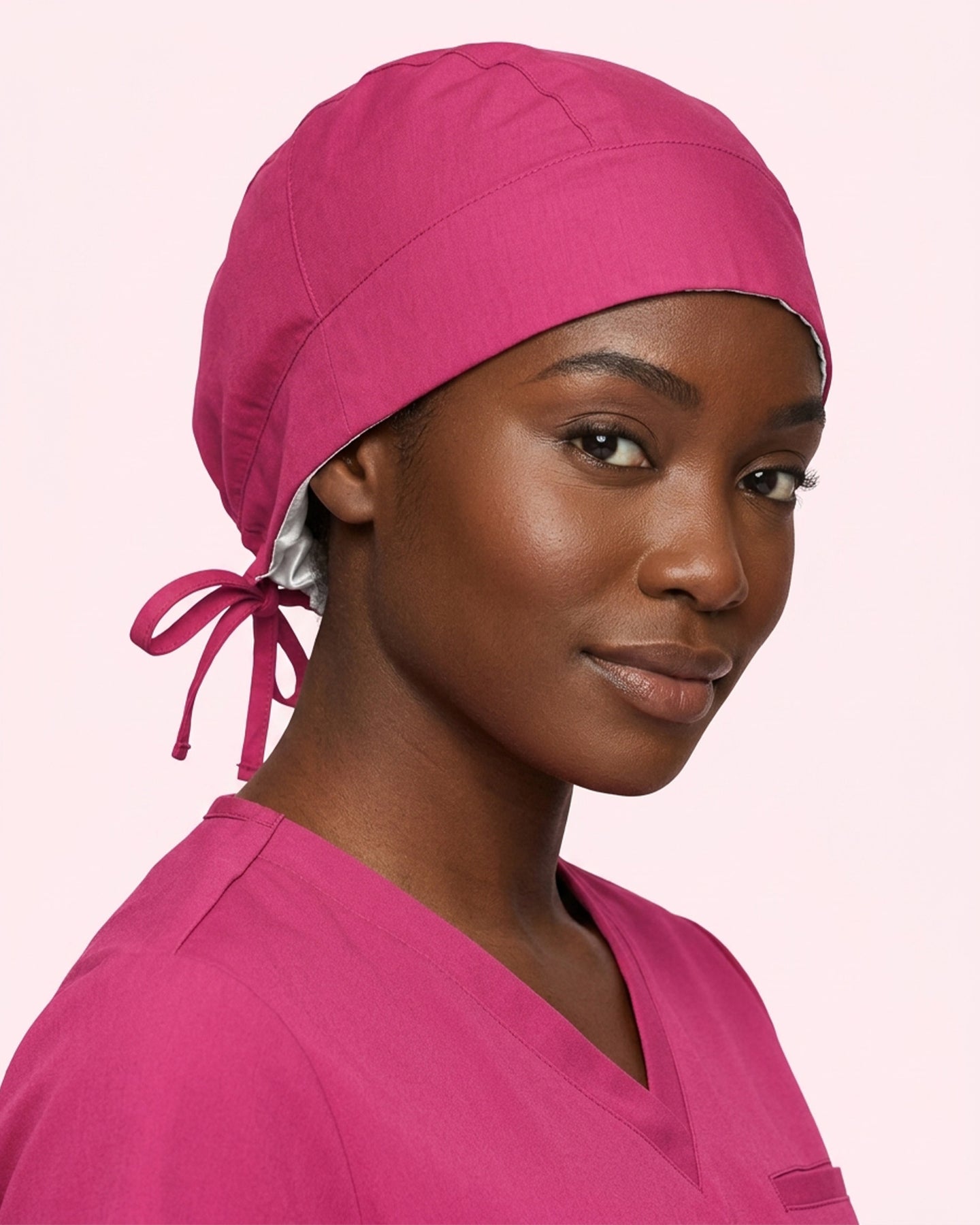 Premium Satin-Lined Scrub Cap Wild Berry