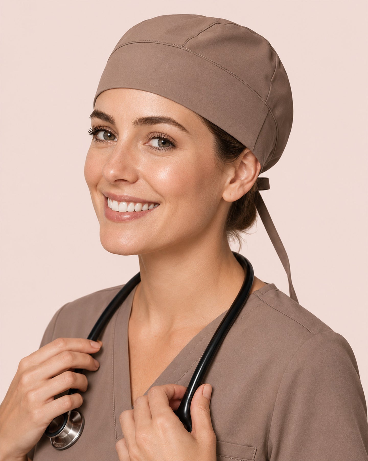 Premium Satin-Lined Scrub Cap Mocha
