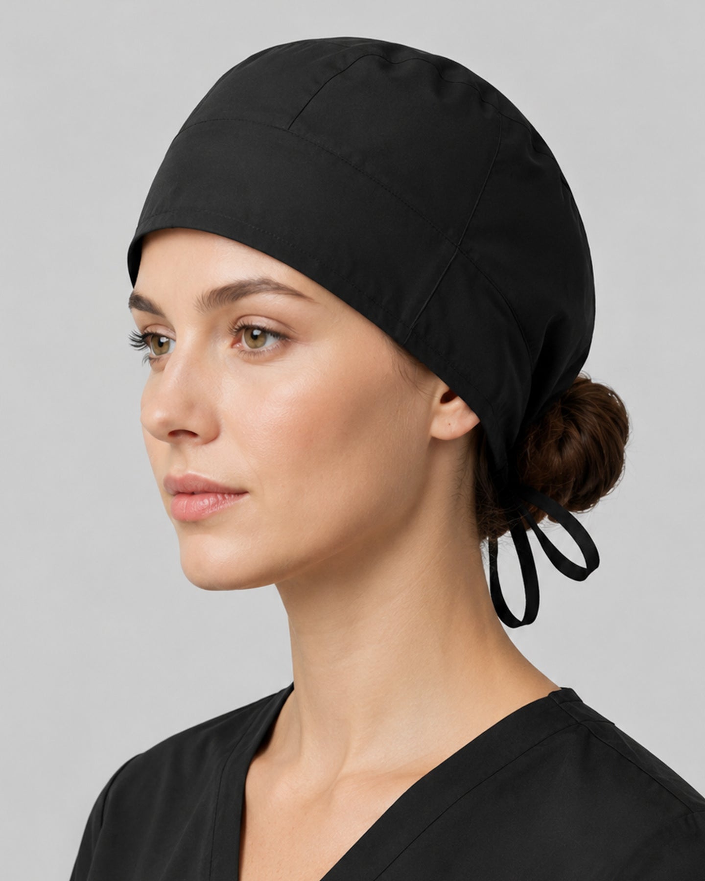Premium Satin-Lined Scrub Cap Black