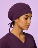 Premium Satin-Lined Scrub Cap Deep Eggplant
