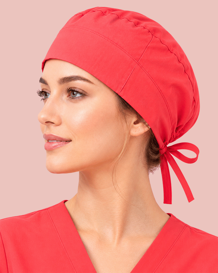 Premium Satin-Lined Scrub Cap Coral