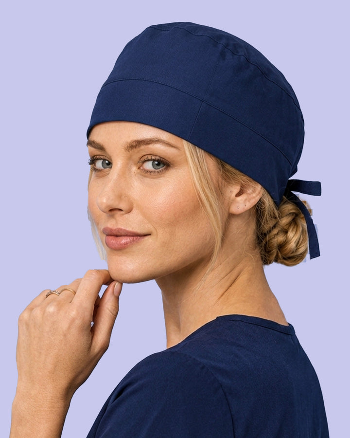 Premium Satin-Lined Scrub Cap Navy