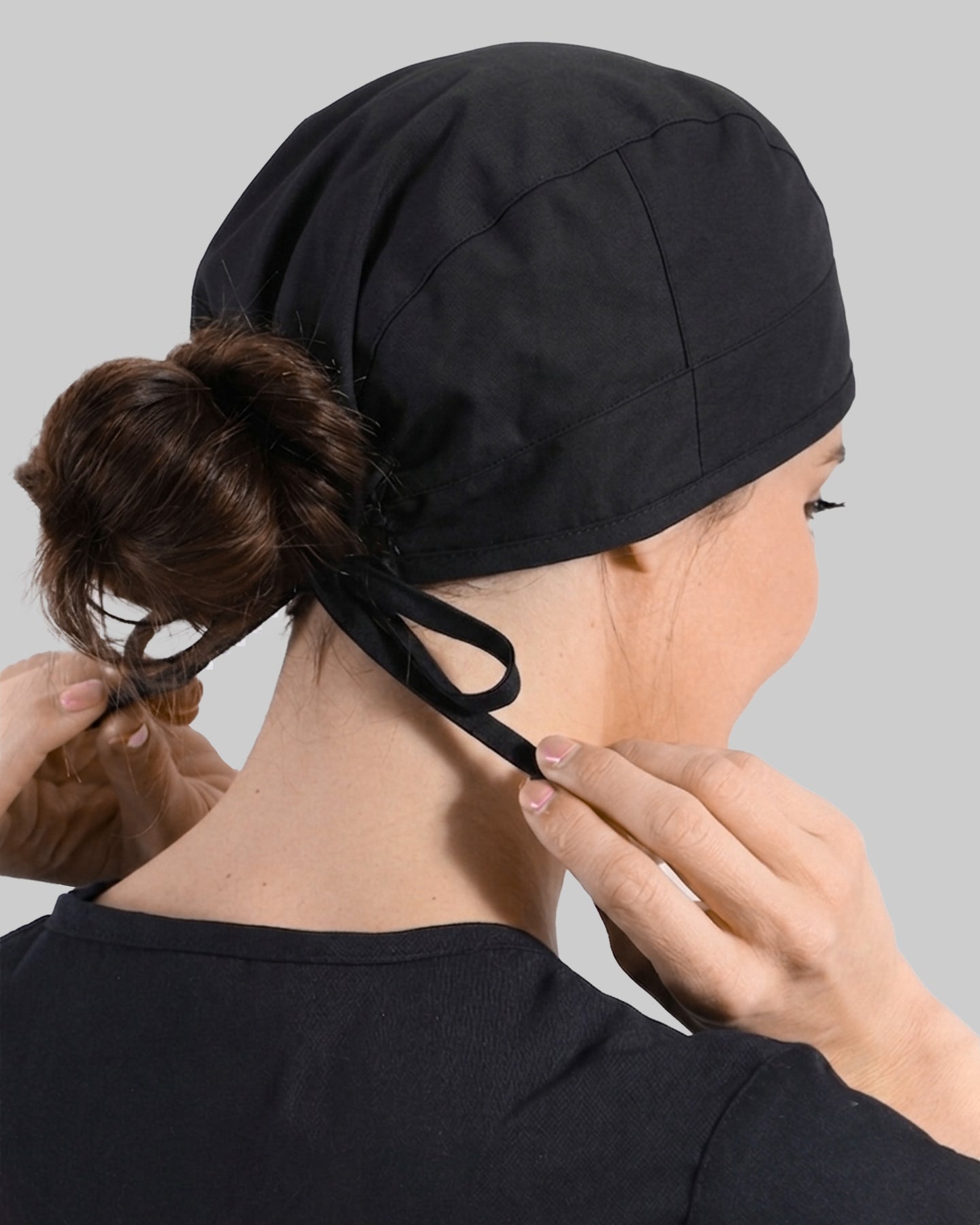 Premium Satin-Lined Scrub Cap Black