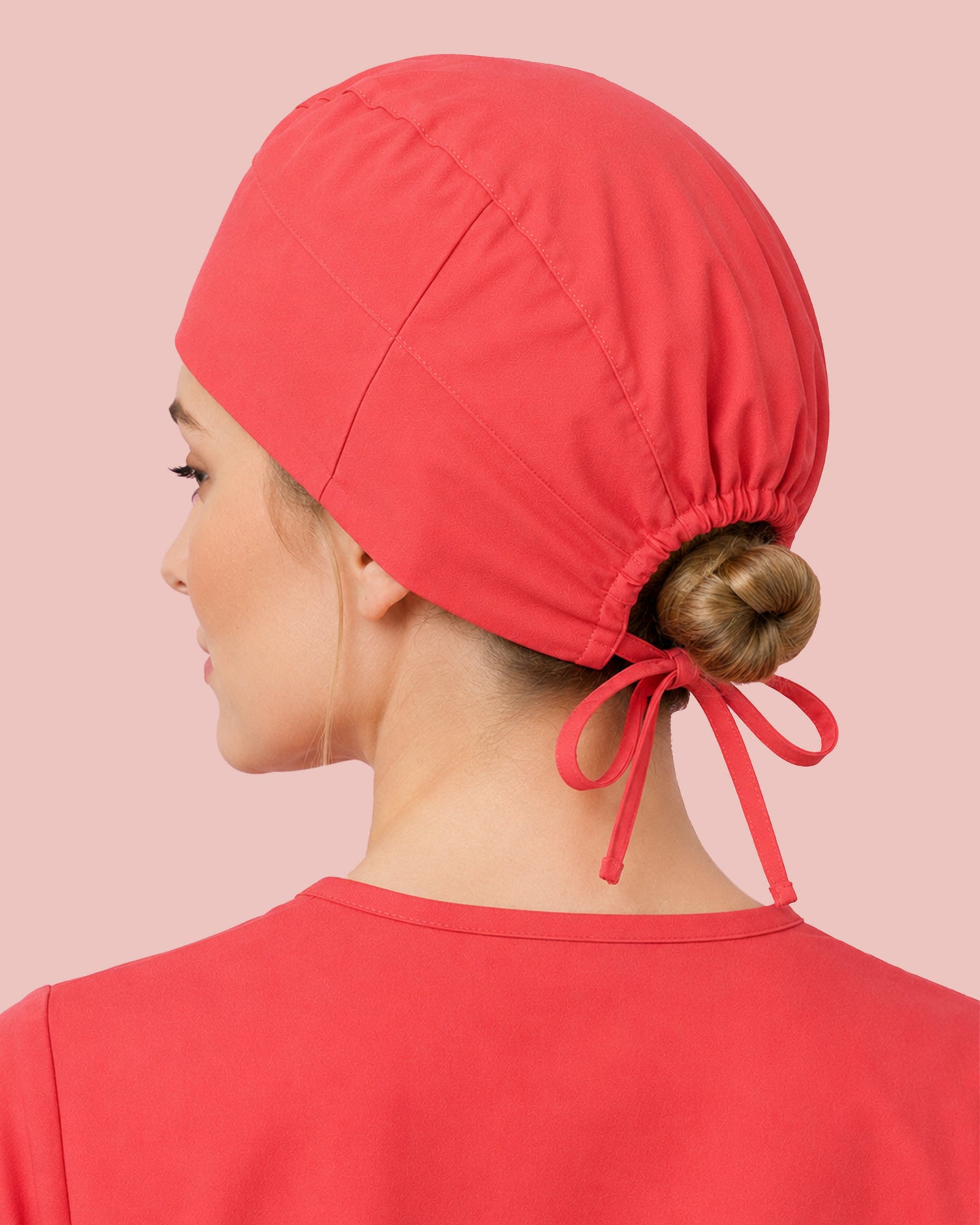 Premium Satin-Lined Scrub Cap Coral