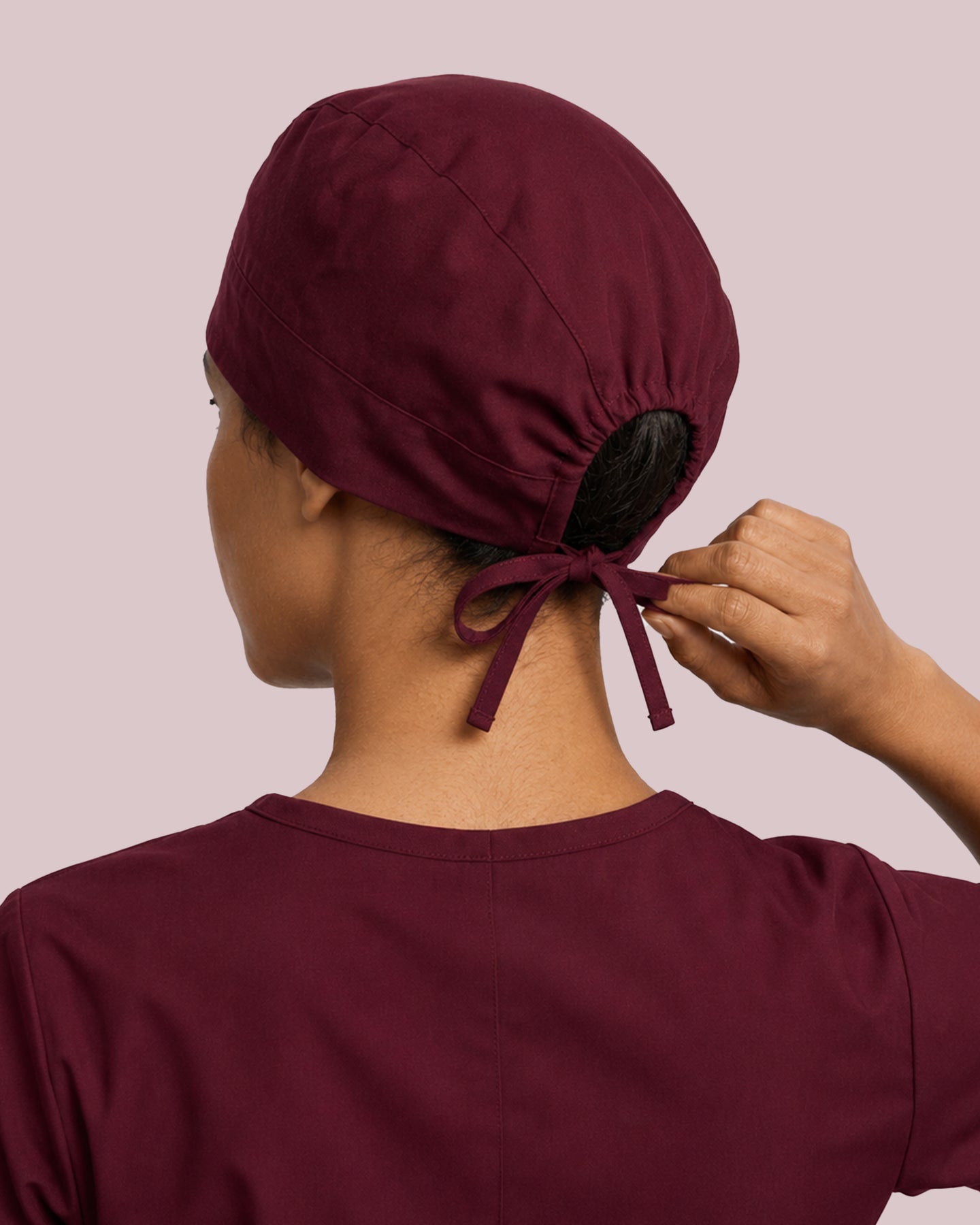 Premium Satin-Lined Scrub Cap Burgundy