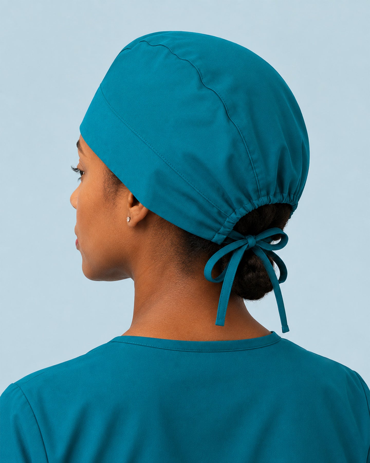 Premium Satin-Lined Scrub Cap Caribbean Blue