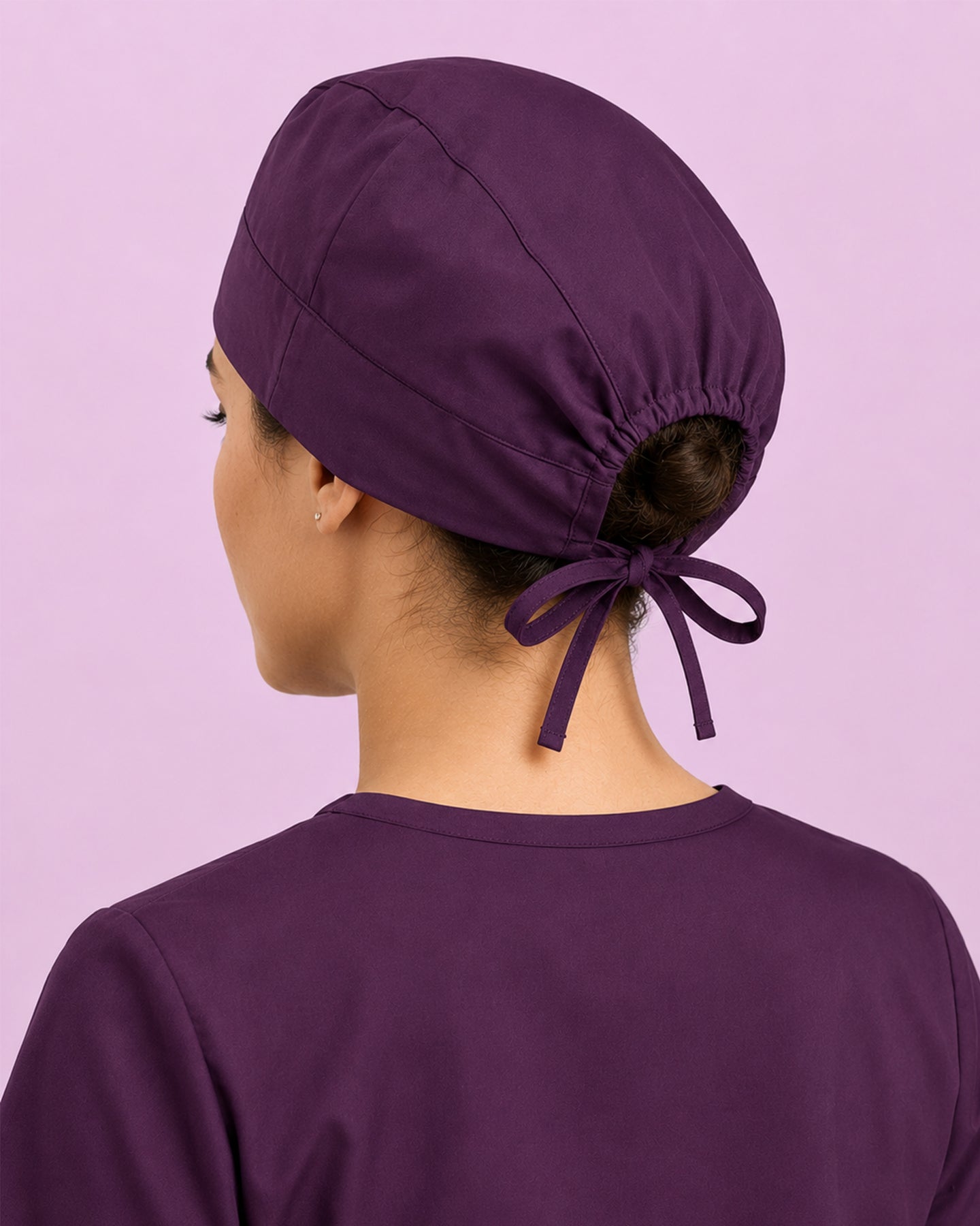 Premium Satin-Lined Scrub Cap Deep Eggplant