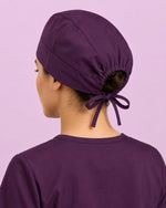Premium Satin-Lined Scrub Cap Deep Eggplant