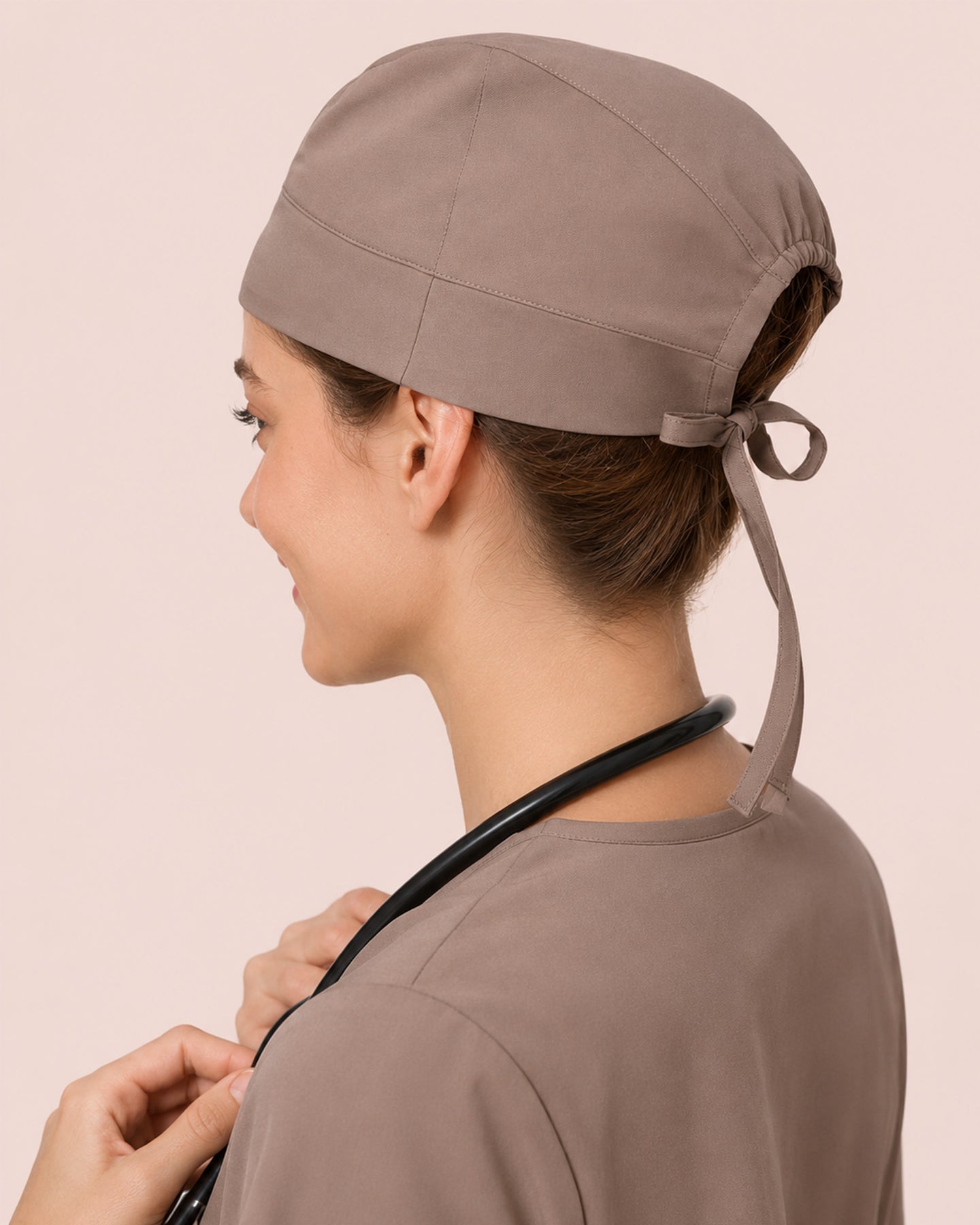 Premium Satin-Lined Scrub Cap Mocha