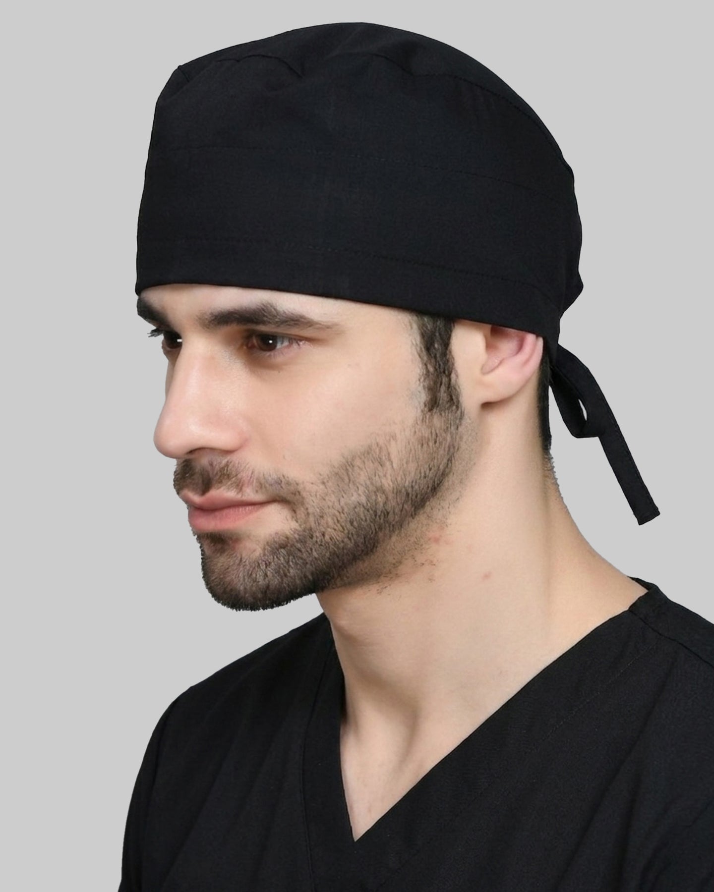 Premium Satin-Lined Scrub Cap Black