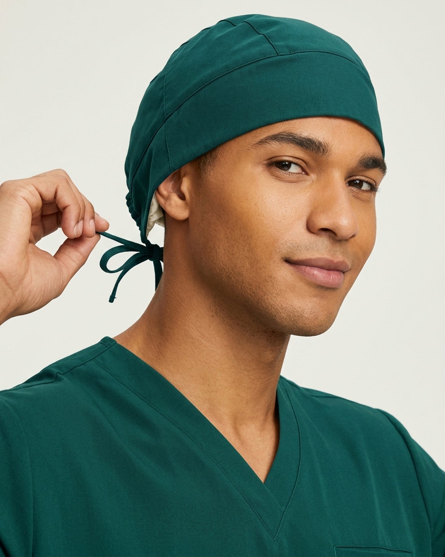 Premium Satin-Lined Scrub Cap Midnight Green