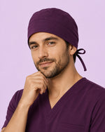 Premium Satin-Lined Scrub Cap Deep Eggplant