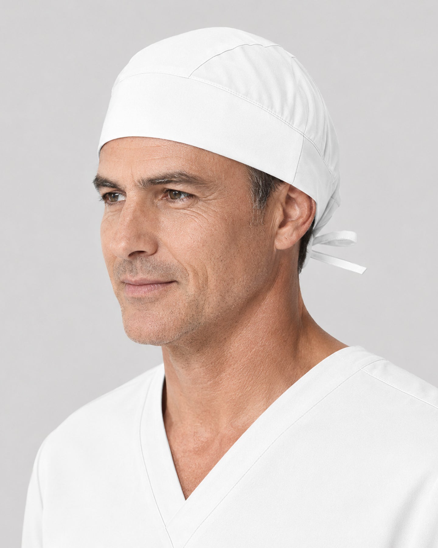Premium Satin-Lined Scrub Cap White