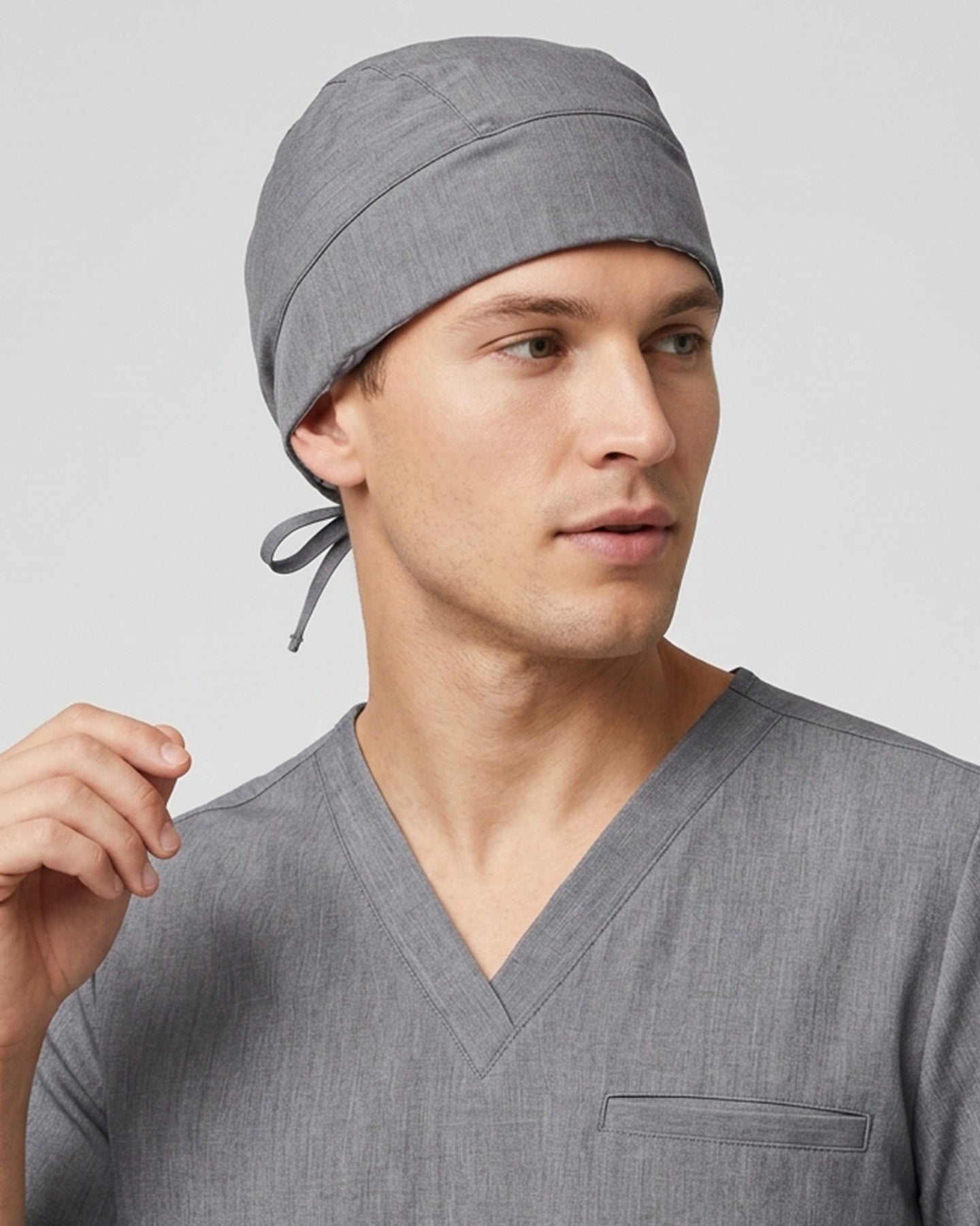 Premium Satin-Lined Scrub Cap Heather Gray