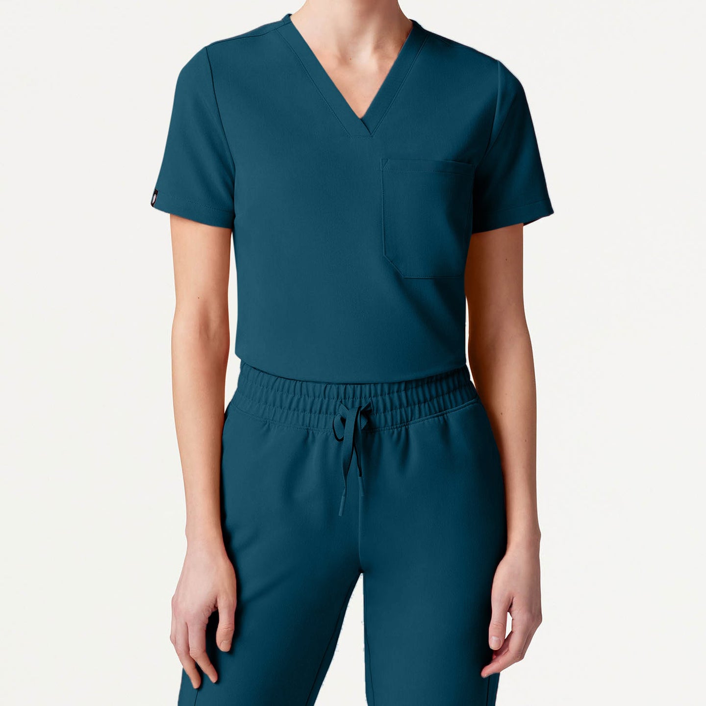 Women’s Slim Fit Tuckable V-Neck Scrub Top with 1 Chest Pocket and Stretch Panels