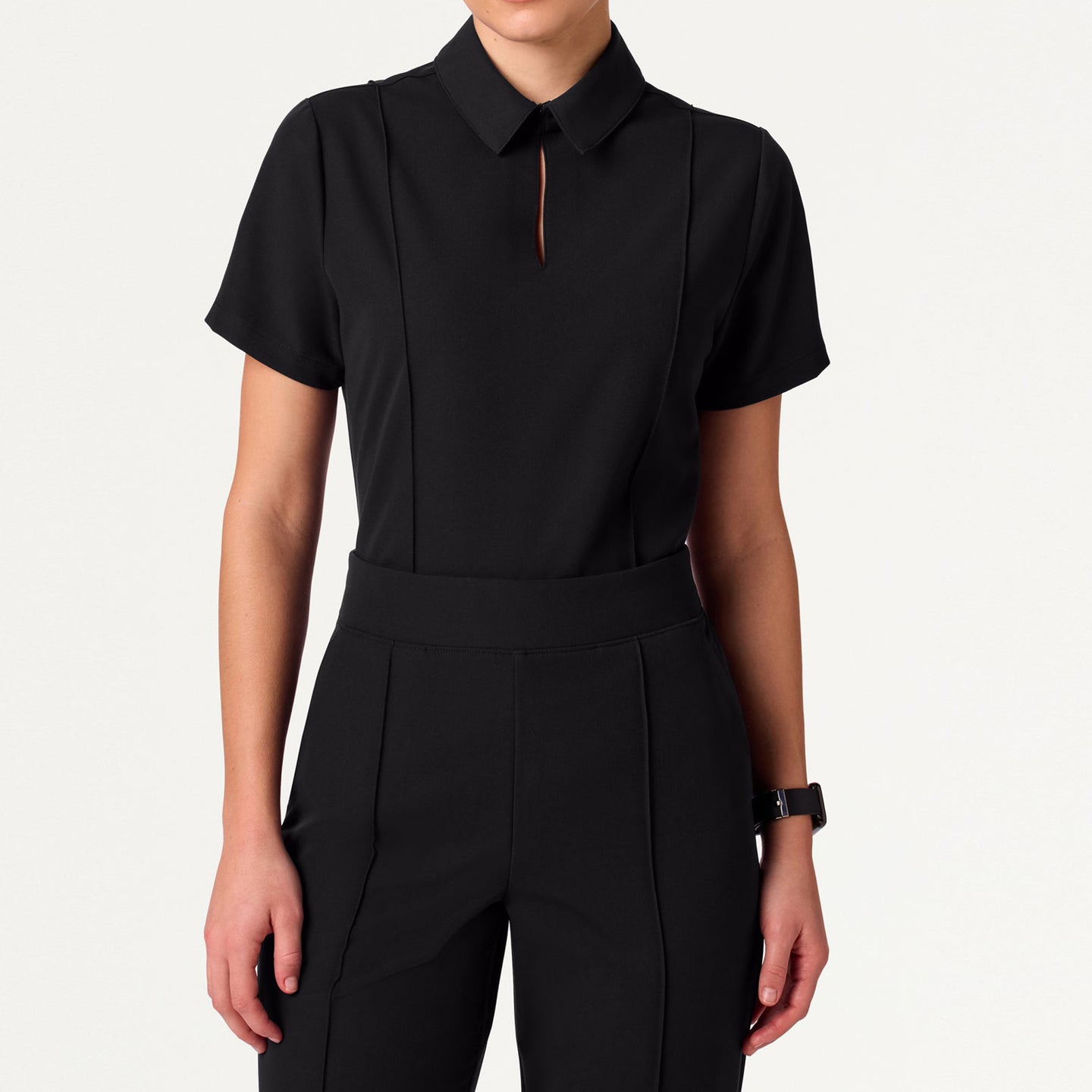 Women’s Slim Fit Modern Polo Scrub Top with 1 Chest Pocket and Button Placket