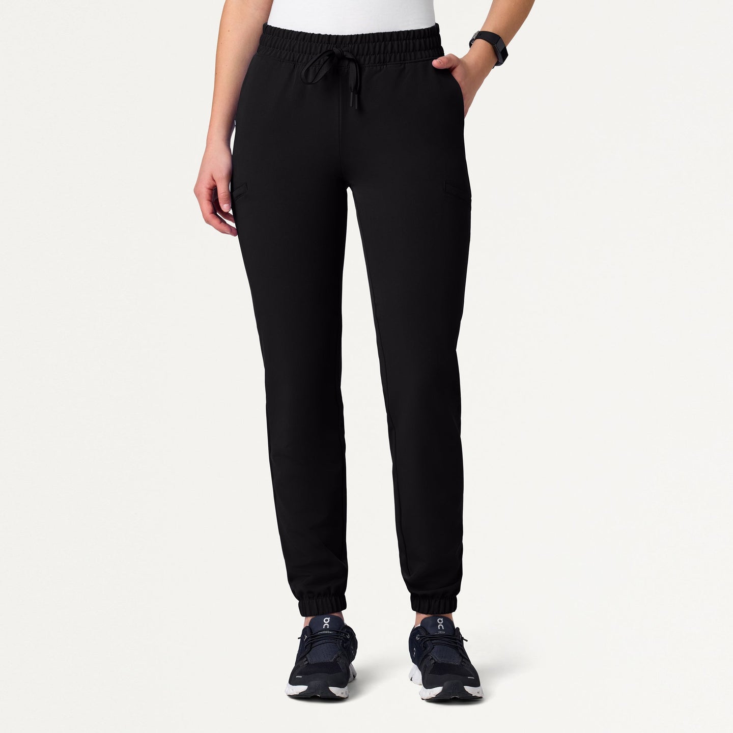 Women’s Skinny Fit 7-Pocket Jogger Scrub Pants with Stretch Waistband and Cuffed Ankles