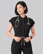 Wide Leg Jumpsuit Black - Scrubloop