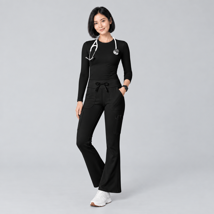 High-Rise Flare Scrub Legging Black