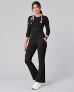 High-Rise Flare Scrub Legging Black - Scrubloop