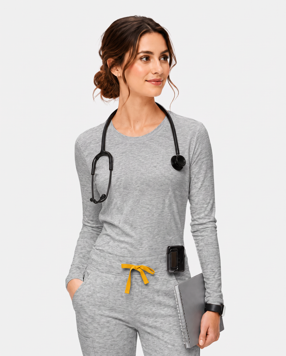 Supersoft Long-Sleeve Underscrub Light Gray