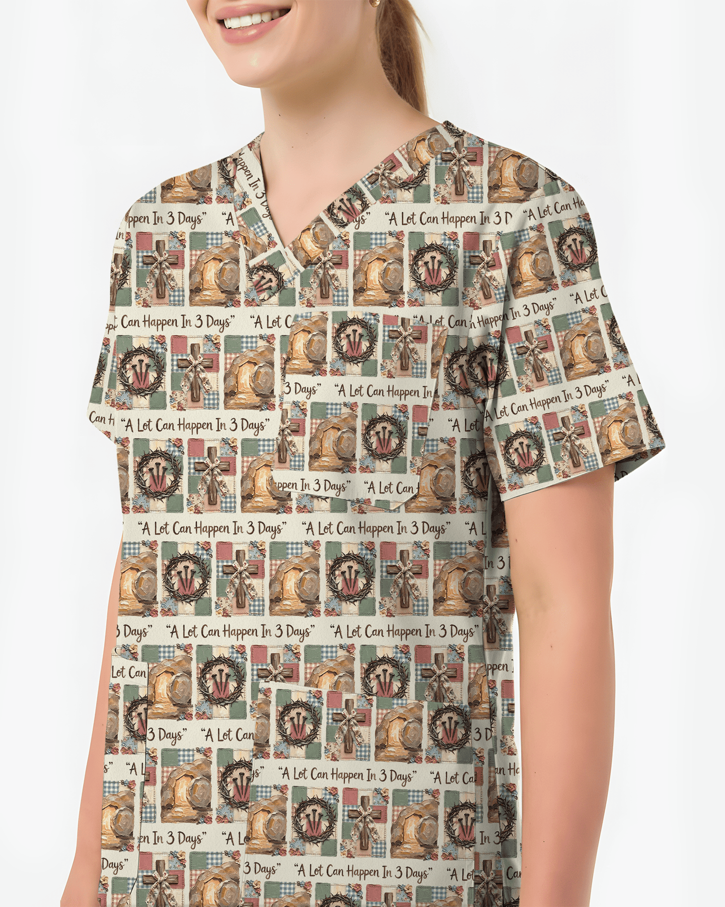 A Lot Can Happen In 3 Days Scrub Top - Scrubloop