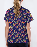 Abstract Oil Paint Butterfly Nurse Scrub Top - Scrubloop
