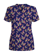 Abstract Oil Paint Butterfly Nurse Scrub Top - Scrubloop