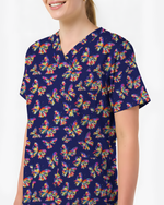 Abstract Oil Paint Butterfly Nurse Scrub Top - Scrubloop