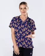 Abstract Oil Paint Butterfly Nurse Scrub Top - Scrubloop