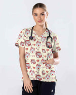 Adorable Cat Valentine Scrub Top - Scrubloop