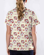 Adorable Cat Valentine Scrub Top - Scrubloop