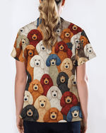 Adorable Colorful Poodles All Over Medical Scrub Top - Scrubloop