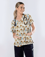 Adorable Easter Dachshund Costume Nurse Scrub Top - Scrubloop