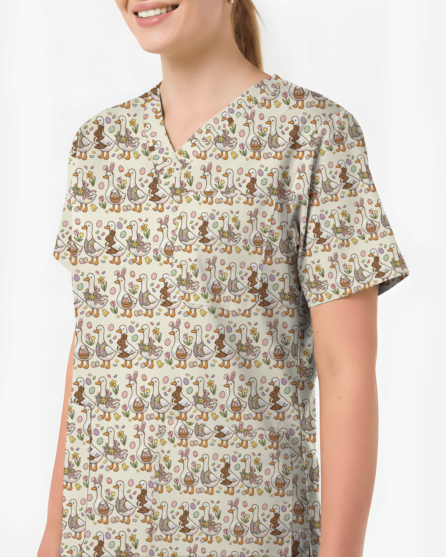 Adorable Goose Holiday Medical Scrub Top - Scrubloop
