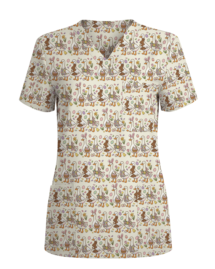 Adorable Goose Holiday Medical Scrub Top