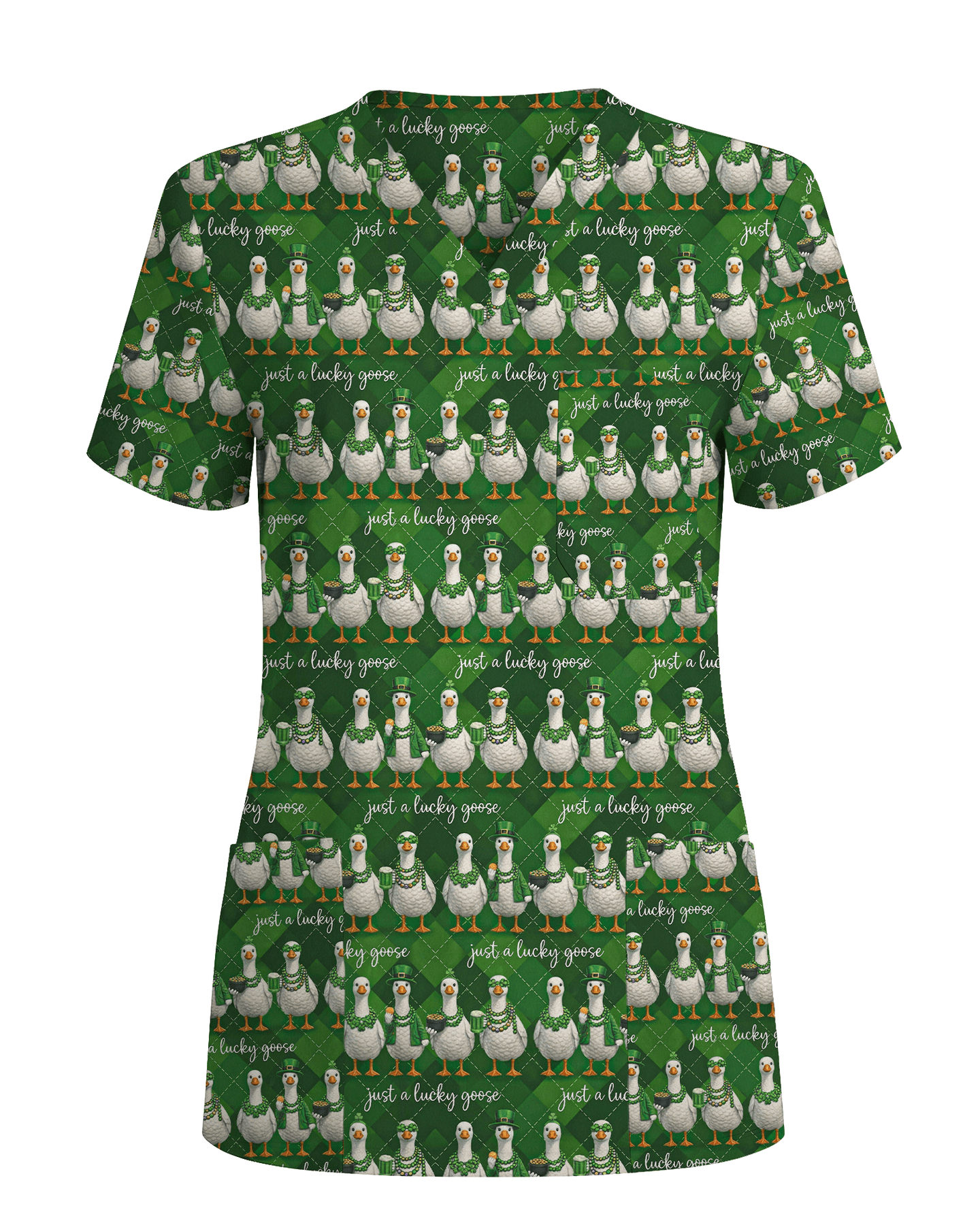 Adorable Just A Lucky Goose Medical Scrub Top - Scrubloop