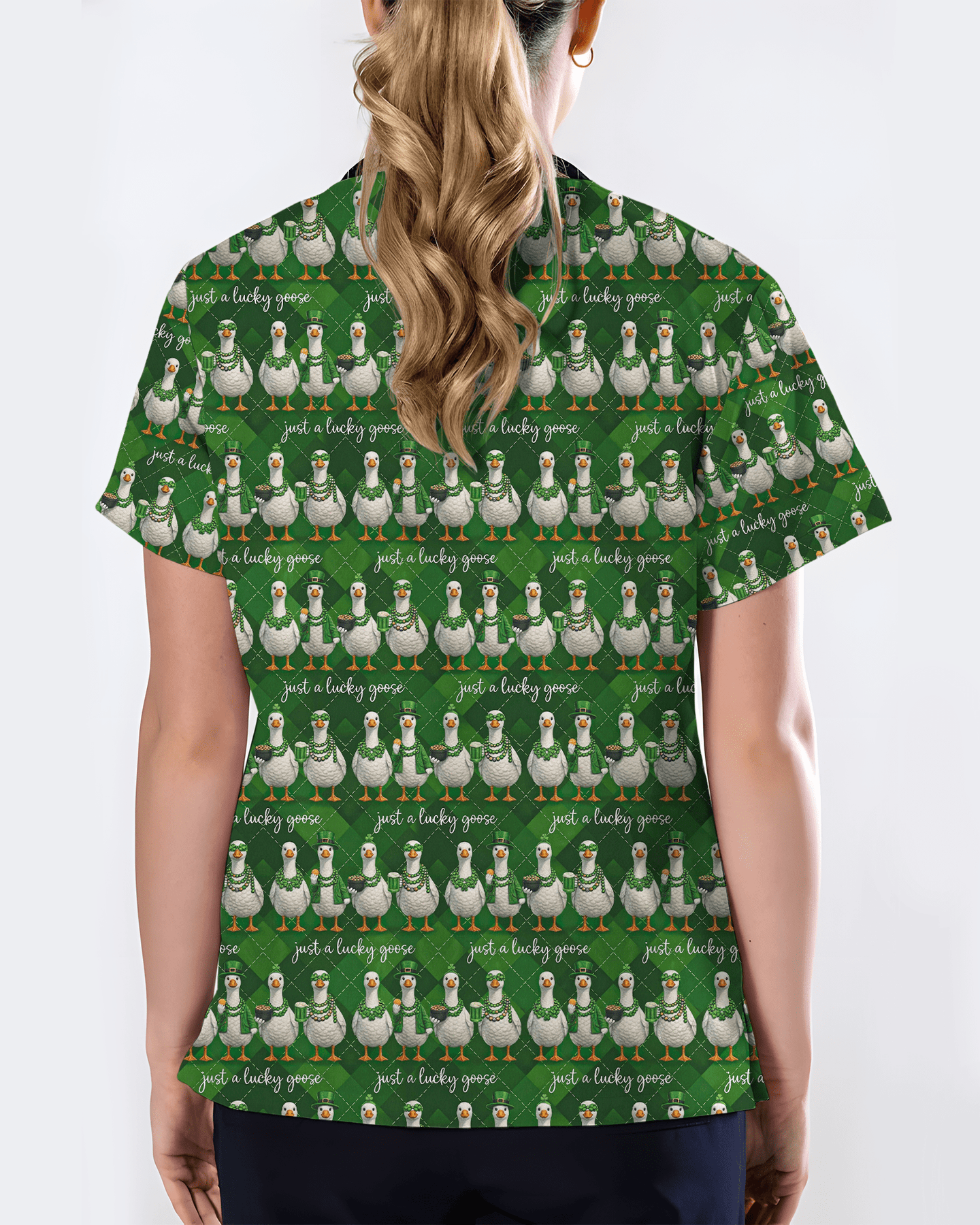 Adorable Just A Lucky Goose Medical Scrub Top - Scrubloop