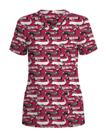 Adorable Mummy Wiener Dog Medical Scrub Top - Scrubloop